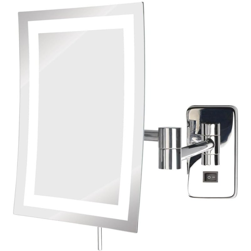 JERDON Rectangular Wall Mount Makeup Mirror - Direct Wire Makeup Mirror with 5X Magnification and LED Lights - Chrome Finish - Model JRT710CLD - Image 1